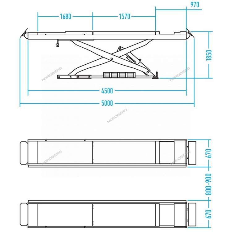 Подъемник ножничный для сход-развала 4,5 тонн 380В (серый) NORDBERG N634-4,5G